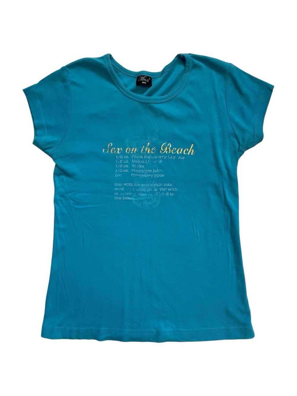 Y2K S*x on the Beach Recipe Graphic Blue T-Shirt